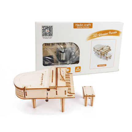 Creative Hand Cranked Piano Music Box Wooden 3D Puzzle Kits Building Blocks Toys Set DIY Assemble Models for Teens & Adults Gift