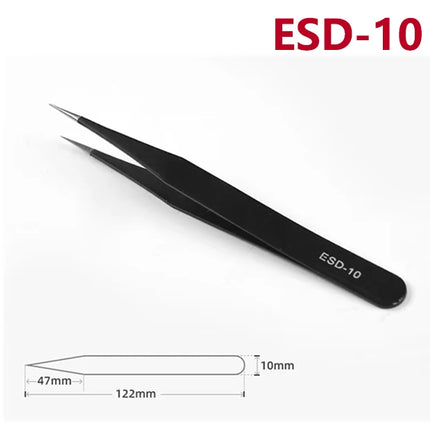ESD Anti-Static Stainless Steel Tweezers  Precision Maintenance Industrial Repair  Curved Tool  Home Working