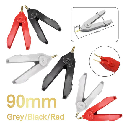 90mm Alligator Clips LCR Resistance Clip Copper Opening Alligator Clips Copper DIY Tools Grey/Black/Red SMD Test Clamp