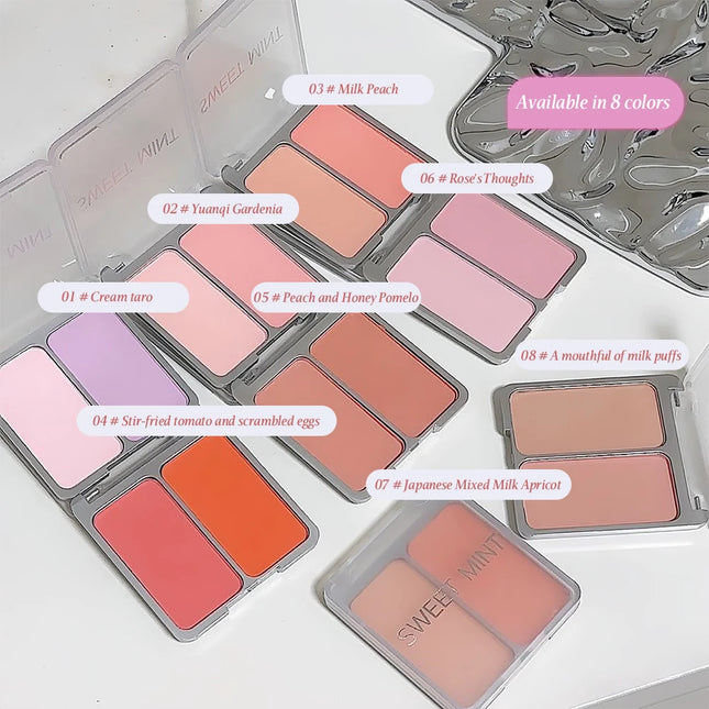 SWEETMINT Two-color Blush Matte Brightening Low Saturation Natural Two-in-one Blush for Contouring and Highlighting