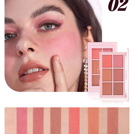 Long Wear Blush Makeup Palette Buildable Color Velvet Finish Face Powder Cheek Contouring Brightening
