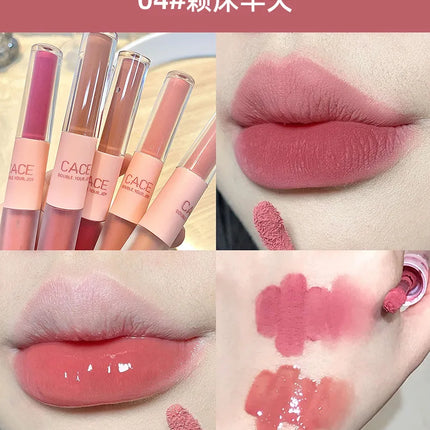 Double Head Lip Gloss Matte Velvet Sexy Red Tint Liquid Lipstick Waterproof Lipgloss Lasting Lip Glaze Korean Makeup Cosmetics