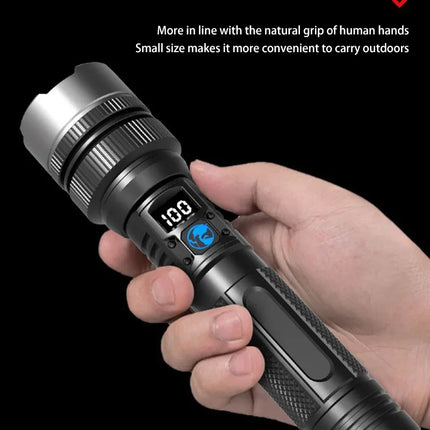 2000LM Super Bright LED Flashlight, USB-C Rechargeable with Digital Display Torch,Long Lasting for Outdoor Camping Emergency