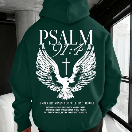 Christian Bible "Psalm" 91:4 Print Men Women Hoodie Street Casual Retro Harajuku Trend Fall Winter Pullover Sweatshirt Clothing