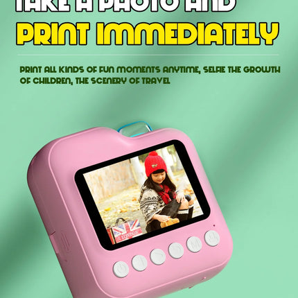 Kids Digital Camera Dual Camera HD Instant Print Camera Toys Mini Color Display Thermal Print Camera Toy Birthday Gift