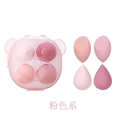 Ultra Soft Bear Beauty Blender 4pcs Set Makeup Sponge Dry Wet Use Water Activated Large Size Non-Powder Eating Puff