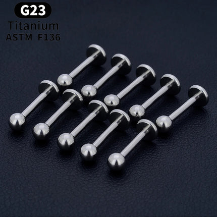 10/50PCS G23 Titanium Piercing Labret Lip Studs 16G CZ Internally Threaded Nose Septum Ring Eyebrow Tragus Cartilage Jewelry