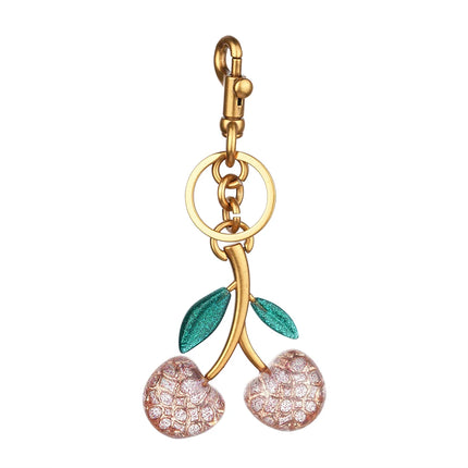 Cherry Charm Handbag Pendant Keychain for Women, Exquisite Internet-Famous Crystal Cherry Bag Accessories High-Grade Pendant