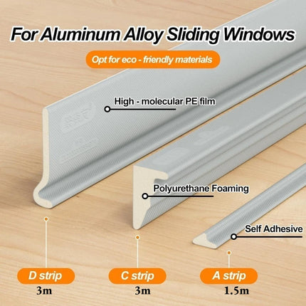 Self-Adhesive Window Seal Strip Set Windproof Soundproof Draft Proof for Plastic Steel Sliding Windows Dustproof Sealing Strips