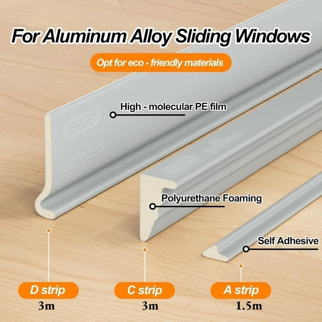 Self-Adhesive Window Seal Strip Set Windproof Soundproof Draft Proof for Plastic Steel Sliding Windows Dustproof Sealing Strips