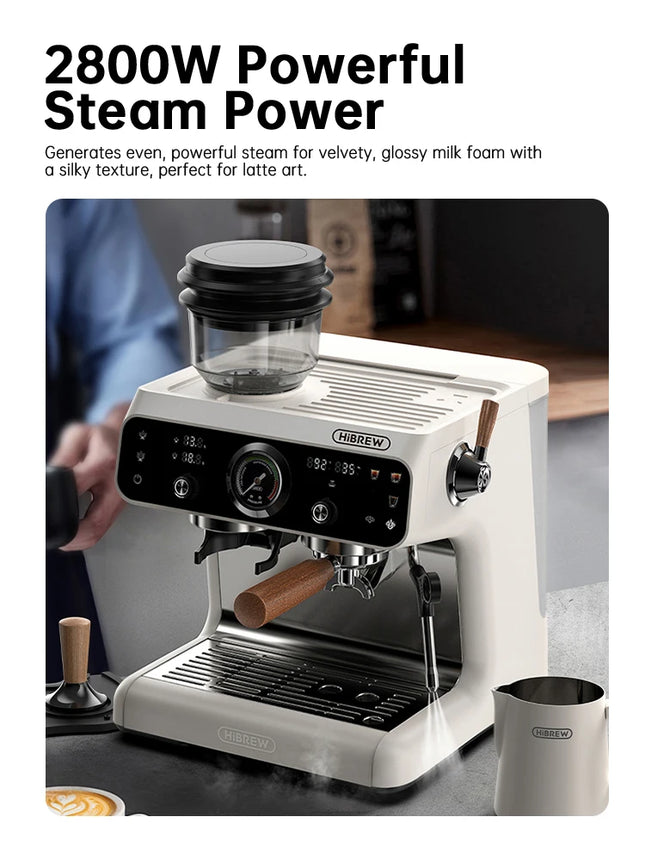 HiBREW Dual Thermoblocks Barista Pro Espresso Machine Built-in Grinder One-touch Americano for Cafe Hotel Restaurant H7B