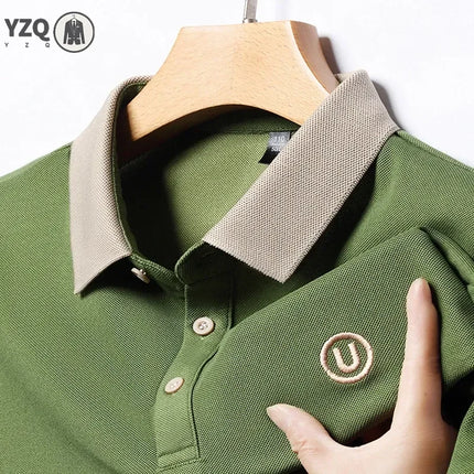 2024 Men's New Embroidered Cotton Business Casual Short Sleeve POLO Shirt Fashion Short Sleeve Comfortable and Breathable Top
