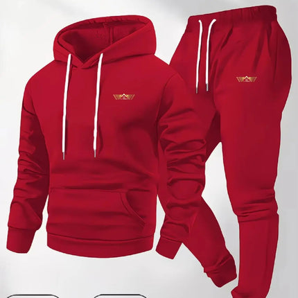 Men's Comfortable Fleece Lined Hoodie Sweatshirt Set Casual Streetwear Autumn Winter Trendy Clothing Hooded Sweatshirt Set Men's