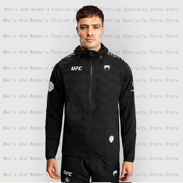 2026 New Men's UFC Zenith Black/Gold Authentic Fighting Night Champion Full Zipper Hoodie 3D Outdoor Extreme Sports Large Top6XL
