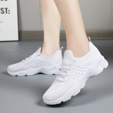 Women's Sneakers Breathable Casual Women Sock Shoes Lace Up Ladies Flats Female Spring Vulcanized Running Zapatillas De Mujer