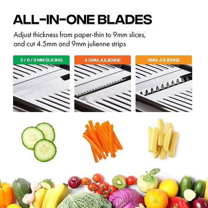 Stainless Steel Adjustable Mandoline Slicer - Multi-Purpose Vegetable Cutter for Potato, Carrot, Onion, Tomato & More