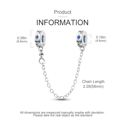 Sparkling Clear Silver Safety Chain 925 Sterling Silver Safety Chain Charm Beads Fit Original Bangle Bracelet DIY Jewelry