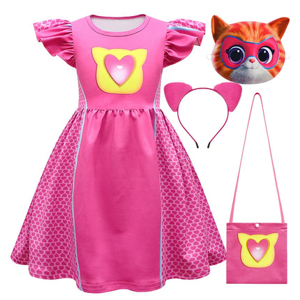 Children Dresses Cosplay SuperKitties Dress for Girls Super Kitties Costume Sparks Girls A-Line Dress Party Gift Ginny Clothing