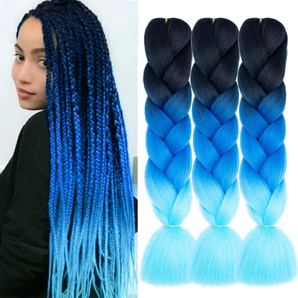 Synthetic African Braided Ombre Braiding Hair Braid Hair Extensions 3Pcs Pre Stretched High Temperature Crochet Braiding Hair