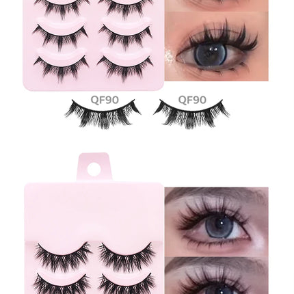 DINGSEN 5 Pairs Manga Lashes Eyes Lashes Soft Natural Long Eyelashes Fake Lashes Anime Wispy Strip False Eyelashes Makeup