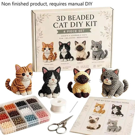 Tiny 3D Beaded Animal Kit Easy DIY Beading Bead Art Craft Kit with Colorful Beads Accessories for Beginners Craft Enthusiasts