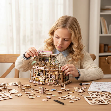 DIY Miniature House Kit Wooden Sweet Shop Dollhouse 3D Puzzle Assembled Building Model Doll Houses Craft Gifts for Adult Kids