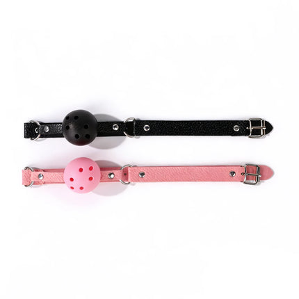 2 Colors Faux Leather Mouth Gag Adjustable Plastic Ball Adult Flirting Fetish Roleplay Game Props Couples BDSM Bondage Sex Toys