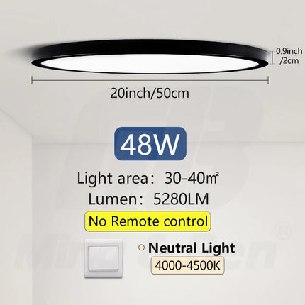 50cm Large Ceiling Lamp APP/Remote Control LED Smart Lights 48W Dimmable Fixture Indoor Lighting for Home Living Room Decoration