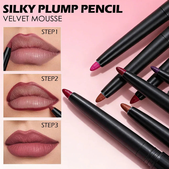 Waterproof Matte Lipliner Pencil Red Contour Tint Lipstick Long Lasting Non-stick Cup Moisturising Lips Makeup 5 Colors