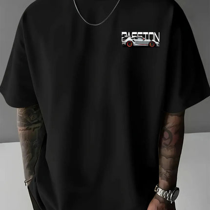 Men's Summer T-shirt with Top-level Racing Element Pattern Print 100% Cotton Breathable Round Neck Trendy Street Style Fashion