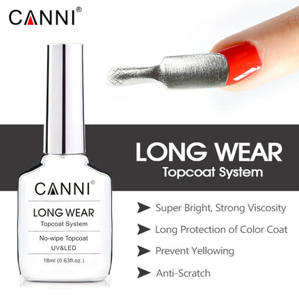 Canni TPO FREE HEMA FREE 18ml Long Wear Diamond Nowipe Top Coat Peeloff Base Coat Soak Off UV LED Gel Polish Nail Manicure