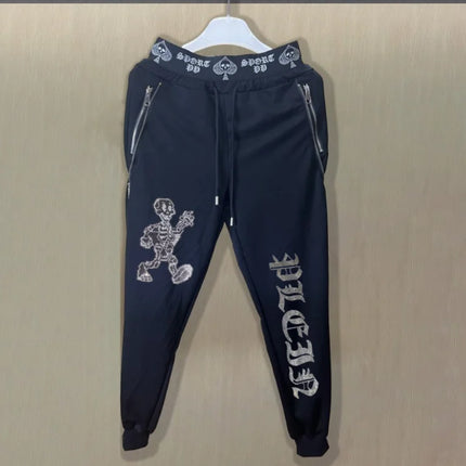 2025 new Sweatpants Track Pants Men Slim Fit Workout Trousers Male Multi-pocket Casual Rhinestones Pants  Design Sportswear