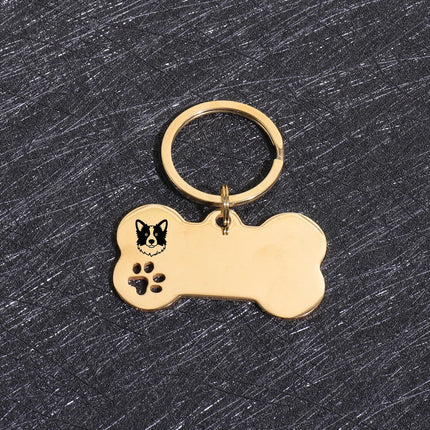 Custom Text Dog Tags Personalized Name Dog Cat ID Tag Bone Shaped Pendant Laser Engraving Address Number Customized Pets ID Tag