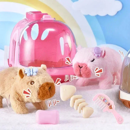 Electric Capybara Walking Doll Toy for Children with Sound Plush Animal Figure Set Random Color Electronic Vocal Doll
