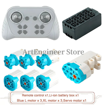 Blue Upgraded Motor M/L/XL Power Functions Building Blocks Programmable 8 Way APP Remote Control For Technical Car Modify