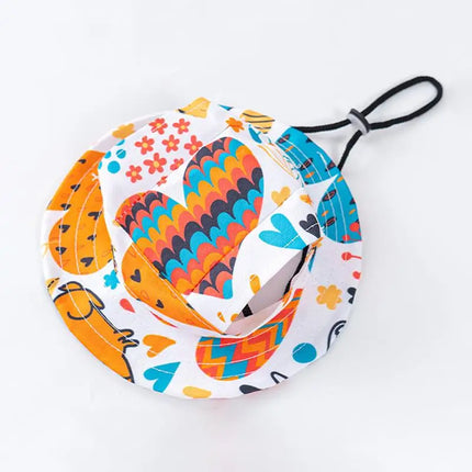 SU Summer Pet Cat Sun Hat With Ear Holes - Cute Kitten Fisherman Cap For UV Protection Breathable Outdoor Sunshade Cap For Cats