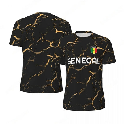 Fashion Senegal Flag Graphic Football T-Shirts for Men Trendy 3D National Emblem Printed Sports T-Shirts Loose Breathable Tees