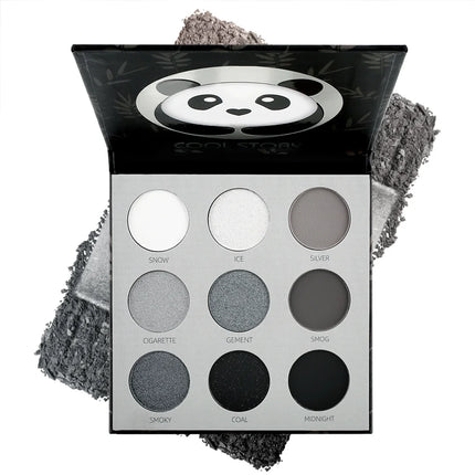 9 Color Eyeshadow Palette Panda Punk Metal Dark Grey Matte Smoky Eyes Makeup Palette Long Lasting Highly Pigmented Waterproof