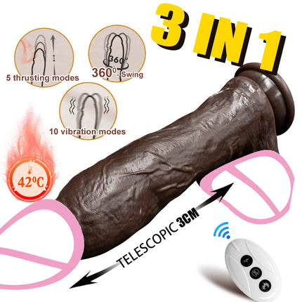 Big Telescopic Realistic Vibrating Dildo Vibrator Heating Thrusting Dildo Sex Toy Anal Stimulation Vibrating for Women 18