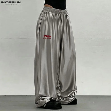 INCERN Men's Pants Elastic Waist Joggers Embroidery Casual Trousers For Man Streetwear Oversize Fashion Male Wide Leg Pants 2026