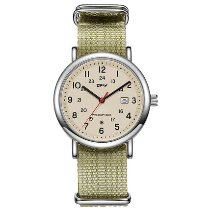 2026 TPW Field Watch Easy Reading Fabric Strap 24 Hours Display Quartz Movement Day function