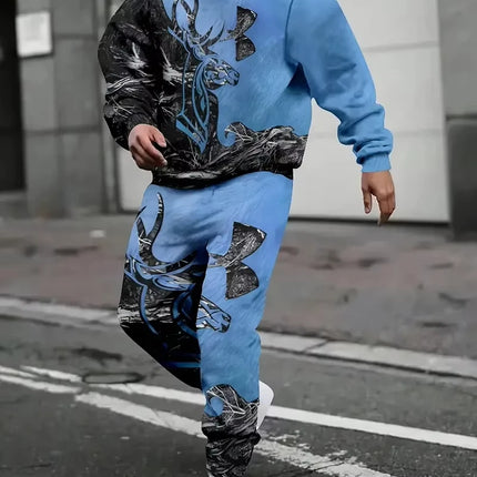 Autumn Animal Wolf Lion 3D Printed Hoodie Suit Men Sweatshirts Sweatpants Casual Fashion Two Piece Tracksuit Set Man Clothing