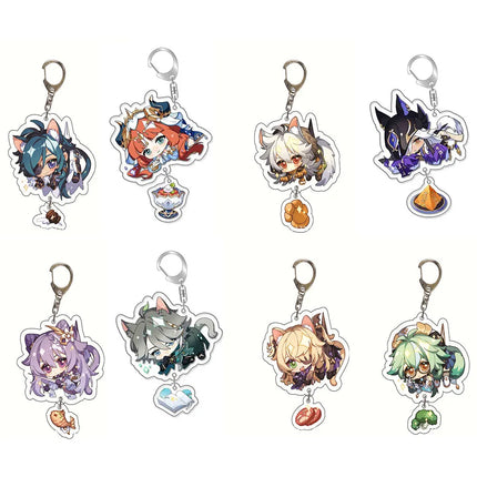 Genshin Impact Keychain Pendant ZhongLi Klee Raiden Shogun Xiao Wendi LingHua Car keyring Women Bag Charms Anime Game key chains
