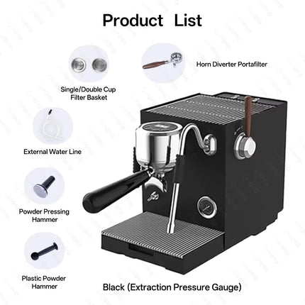 CAFOVO E120 Semi-automatic Espresso Machine ULKA Pump 9Bar OPV System 3 Boiler with OLED Display for Cafe Coffee Maker 220V