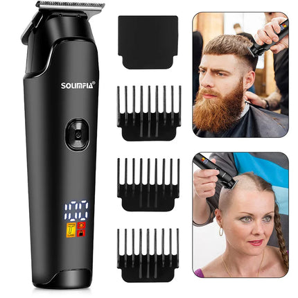 Professional Hair Clipper Ceramic Blade Male Hair Trimmer LED Display Haircut Machine USB Charging