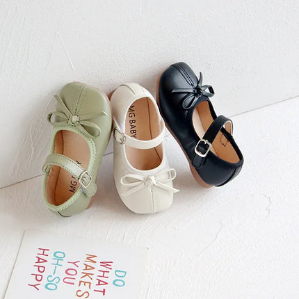 Fashion Mary Janes Shoes For Baby Butterfly Girls Flats Soft Singe Shoes For Kids Girls PU Leather Shoes