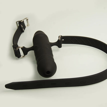 BDSM Silicone Drooling Dildo Gag,Double Ended Penis Mouth Gags Bondage Restraints Deep-throat,Sex Games Toys for Couple