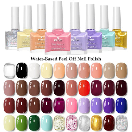 6pcs/set 15ml Water-Based Nail Polish Long Lasting Quick Drying No Need of Lamp to Cure Nail Supplies Vernis for Nails Manicure
