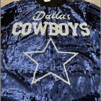 2025 New Cowboy Baseball Football Game Female Tops Sequin Women Jersey Dress