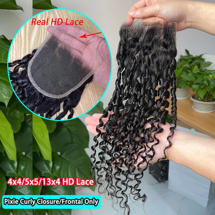 Pixie Curly Closure 5x5 HD Lace Closure Only 13x4 Lace Frontal Human Hair Pre plucked invisible Lace 4x4 Real HD Lace Melt Skin